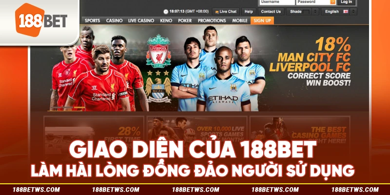 Giao diện của 188BET làm hài lòng đông đảo người sử dụng